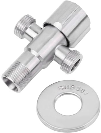G1 / 2 Eckventil Edelstahl Wasserhahn Eckventil Wasser Absperrventil 1 Einlass 2 Auslass für Handtoilette Bidet Spray Badezimmer