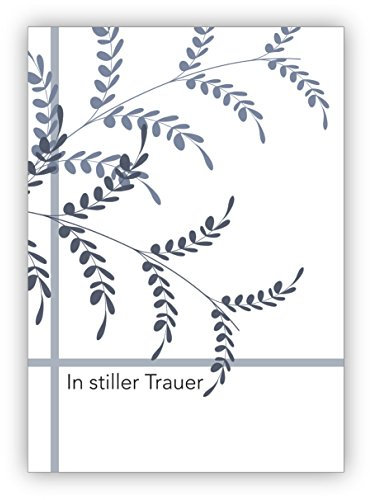 Kartenkaufrausch 4 Stück im Set: Zarte Trauerkarte mit Laub: In stiller Trauer – tröstende Beistandskarte um im Trauerfall mit tiefem Mitgefühl zu kondolieren