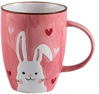 Mug à Lait en Céramique 380ml Motif Lapin pour Garçon et Filles | Réutilisable, Usage Café et Restaurant, Format Pratique pour Boisson Quotidienne