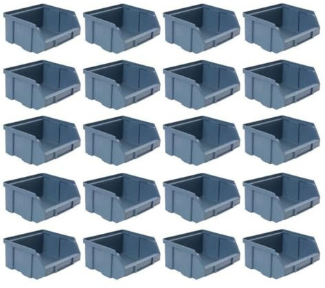GarPet 20 x Stapelbox Gr.1 Sichtlagerkasten Set Lager Stapel Box Sortiment Kasten Werkstatt