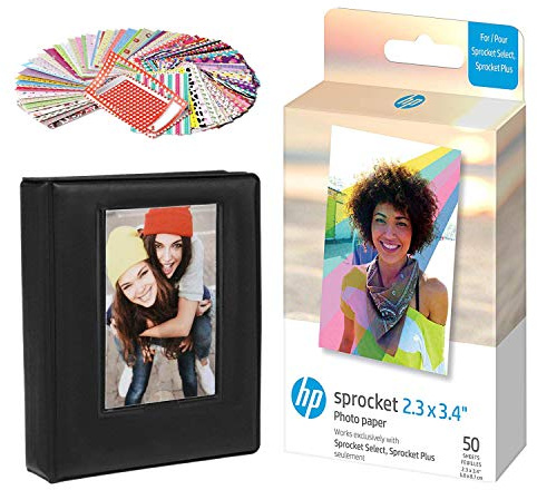HP Sprocket 2x3 Zoll Zink Sticker Fotopapier (50 Blatt) Geschenkpaket
