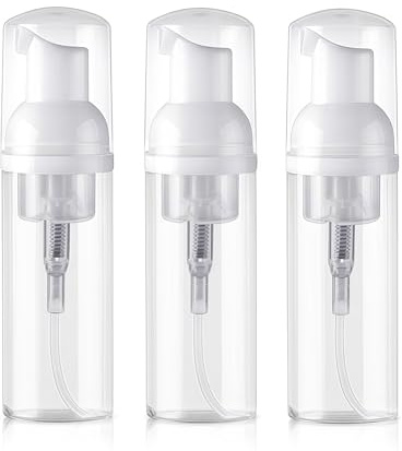 VASANA 3 x Schaumspender in Reisegröße, transparent, Kunststoff, leer, für Mousse, Schaum Pumpflasche, Behälter Fläschchen, Spender Behälter für Kosmetik-Gesichtsreiniger