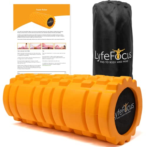 LyfeFocus Premium Trigger Point Foam Roller (Orange) - Multi Druckpunkt mit 3 einzigartigen Formen für Muskelverspannungen - Fachärzte zugelassene Sportmassagerolle für Tiefengewebetherapie - Mit