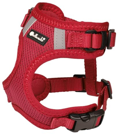 Petlando Brustgeschirr Mesh Vest Rot M (Halsumfang 32-37 cm, Brustumfang 41-53 cm)