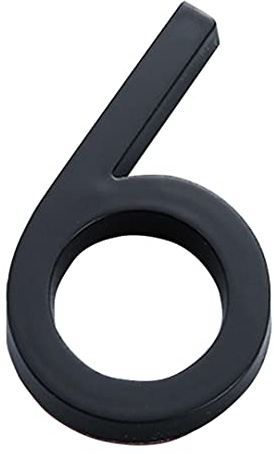 Zayookey 6cm Numero di Casa Moderna Numero Civico di Cassetta Postale di Autoadesivo Porta Numeri Nero Opaco 3D Address House Numbers (Door Number 6)
