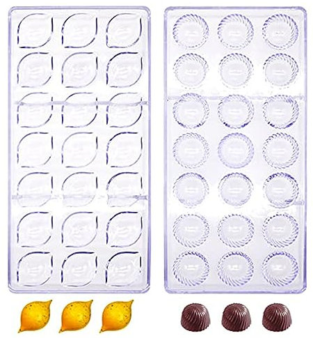 Trasparente Cioccolatini Stampo,RoadLoo 2 Pezzi Plastica Stampo per Cioccolatini Muffa del di 21 Fori Plastica Trasparente in Policarbonato per Fare Cioccolatini Dessert Baking