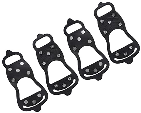 PATIKIL 10.6 Ice Cleats, 2 Pairs Snow Traction Cleat Anti Slip 8-Studs Silicone Crampons Gripper Spikes Claw for Shoes and Boots, Black
