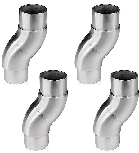 PRIOstahl Rohrbogen flexibel Rohrverbinder Steckfitting Bogen verstellbar - 4 Stück Ø 42,4 mm für Rundrohre Geländerbau Rohr Handlauf Verbindung zum Stecken Geländerbau Rostfrei aus Edelstahl V2A