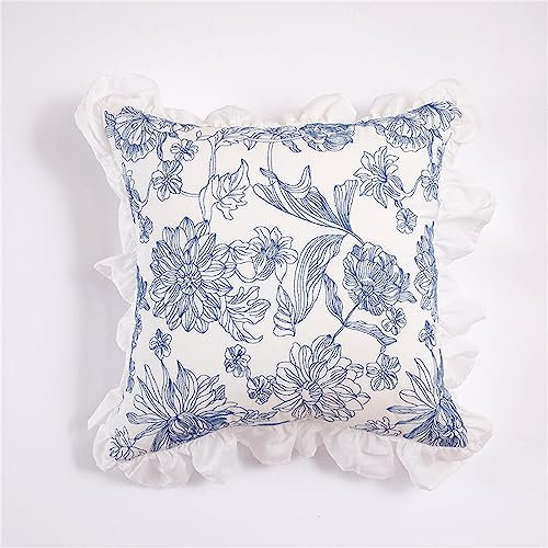 RAJEGAR Gewebter Kissenbezug für Sofa, Stuhl, 30 x 50 cm, Jacquard, Plissee, Wohnzimmer, Pflanzen, Blumenmuster, 45 x 45 cm, Weiß