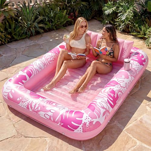 Sloosh Matelas Gonflable 178 x 116 cm pour Piscine, Bain de Soleil pour Adultes, Flotteur de Piscine, Matelas Gonflable pour Adultes, divertissements d'été, fête Aquatique (Fleur Violette)