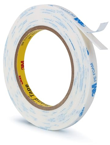 3M Doppelseitiges Klebeband Extra Stark PE Schaum Klebebänder 10mm × 5m | 1.1mm Dick, Stoffband, Strapazierfähig, Wasserfest, für Innen Außenbereich DIY Befestigung von Bildern