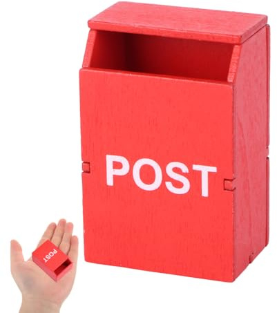 Puppenhaus Miniatur Briefkasten - 1:12 Puppenhaus Zubehör Holz Briefkasten Kinder, Mini Holz kinderpostfach für Kinder Mädchen Wichteltür Wichtel Zubehör, Rot