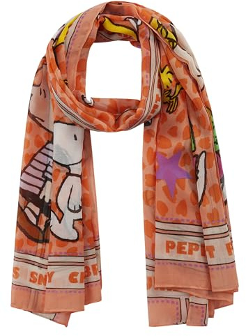 CODELLO Peanuts Halstuch Damen Orange, 140x140cm, 100% Polyester, dünnes Tuch mit Peanuts Print