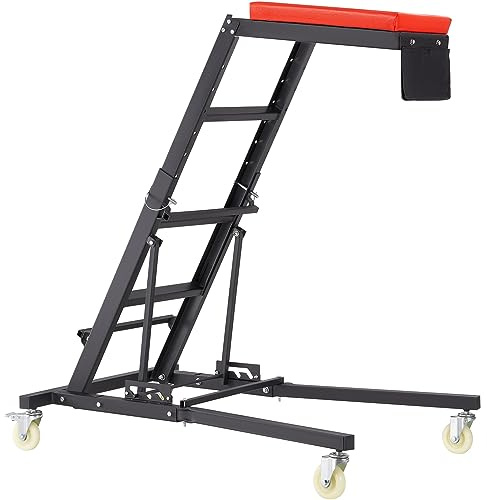VEVOR Sommier de Mécanicien Surélevé Chariot de Mécanicien Haut Profil Hauteur Réglable 108-164,5 cm Charge 181 kg Escabeau de Travail pour Accès Facile au Moteur Auto Camion Tracteur Pickup