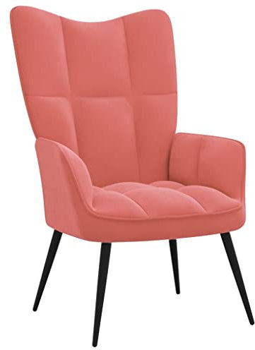 Hommdiy Relaxsessel, Sessel mit Stahlgestell, Relaxstuhl Polsterstuhl mit Armlehne, Fernsehsessel Polstersessel Wohnzimmer, Modern,Ohne Fußhocker,Rosa