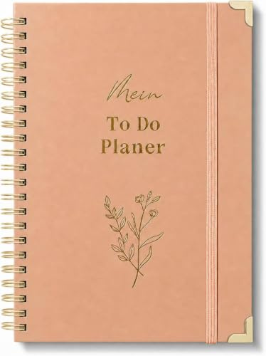 BIROYAL Tagesplaner, To Do Planer, Undatiert, 120g Papier, mit Froschtasche | Daily Planner A5, 120-Tage, mit Gummiband & Metallecken, Spiralbindung, für Aufgaben & Notizen, Perfekt für Büro & Schule