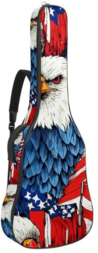 Custodia per chitarra acustica, bella custodia per 40/41/42 pollici, custodia impermeabile con tasche multiple, animali della bandiera americana, Multicolore, 42.9x16.9x4.7 in, Borsa per chitarra
