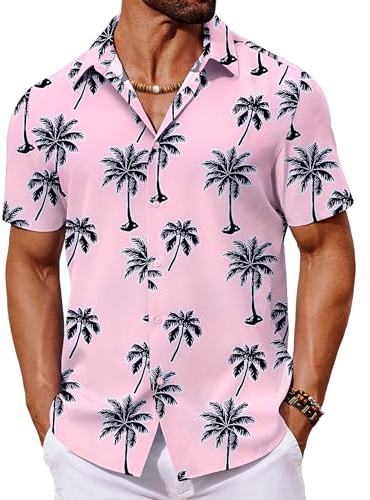COOFANDY Hawaii-skjorta, män, sommarskjorta, kortärmad, strandskjorta, semester, Hawaii-skjorta, blommor, skjorta, Aloha, herrskjortor, festskjorta