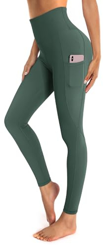 OUGES Pantalon de Yoga Taille Haute avec Poches pour Femmes Legging de Course à Pied et de Gymnastique