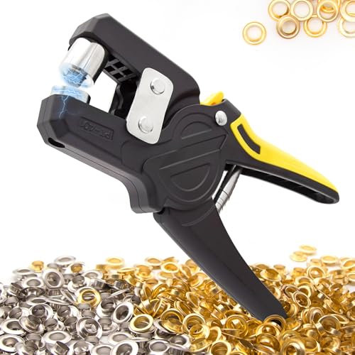 TVVCALK Pinze per Occhielli per Teloni e Tessuti, Occhiellatrice Pinze 10 mm con 1000 Occhielli in Metallo, più Pressione, più Forza Magnetica.