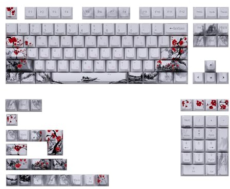 HUAJINGKEJI Lot de 128 touches OEM en forme de fleur de prunier pour claviers mécaniques de jeu