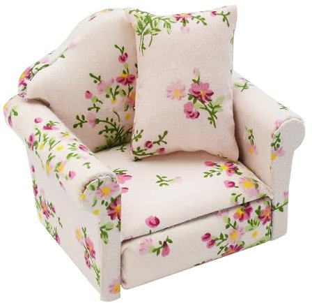 Coriver Puppenhaus Sofa, 1:12 Puppenhaus Möbel, Puppenhaus Couch Modell, Simulationszubehör, Puppen Heimdekoration mit Kissen, Mini Möbel Sofa Set