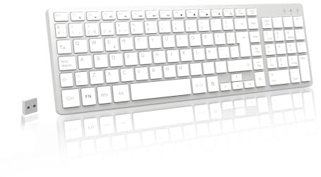LeadsaiL Teclado Inalámbrico Silencioso QWERTY Español, Teclas de Perfil Bajo, Teclado Numérico, Receptor USB 2.4GHz, Ergonómico Wireless Keyboard para Windows Mac PC Ordenador Portátil