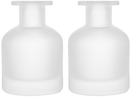 HOMSFOU Glass Diffuser Bottles: 2 Pcs Empty Reed Diffuser Container Refillable Aromatherapy Jars Replacement Bottles for DIY Home Fragrance & Essential Oils, 150ml/5oz (White)