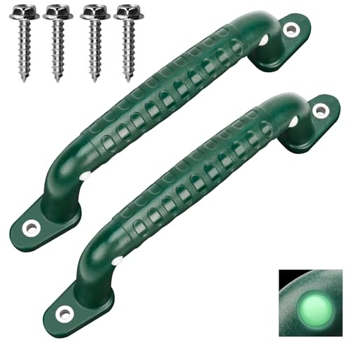 WWFFEN Maniglia per arrampicata luminosa, attrezzatura da gioco per esterni, antiscivolo, di sicurezza, per parco giochi, casetta d'albero, accessori di sicurezza (2 pezzi/verde)