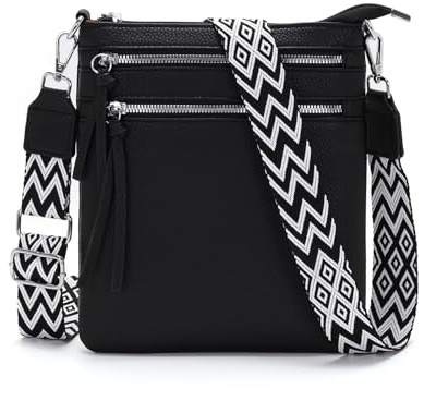 Vezluax 22x25cm kleine umhängetasche damen mittelgroß slim handytasche zum umhängen Leder crossbody bag damen handytasche mit zum umhängen für Frauen Schwarz