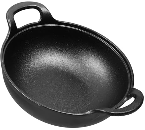 Cabilock Cocotte En Fonte 20 Cm Épaisse Poignées Latérales, Casserole En Fer Résistante à Haute Température, Pour Mijotés Et Sautés, Cuisson Familiale Et Camping,