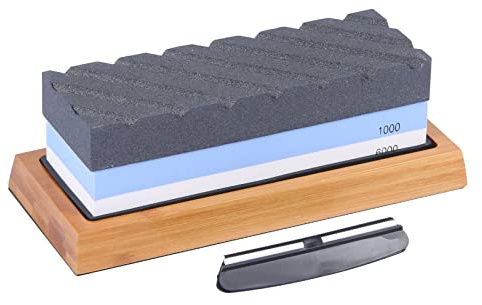 Piedra de afilar de corindón blanco de grano 1000 6000 con base de soporte de silicona para afilar cortador de carpintería de cocina