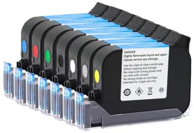 IJOSADON JS12 Kompatible Tintenpatrone Kompatibel mit Handheld Online Inkjet -Drucker 12.7mm schnelles schnelles trockenes Öko -Lösungsmittel -Adhäsion JS12(1set(7Colors))