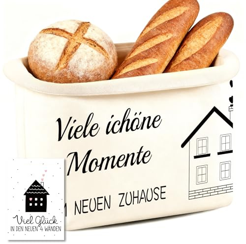 Sranin Brotkorb Stoff – Brottasche & Brötchenkorb fürs neue Zuhause – Stoffkorb als Geschenkidee zum Einzug oder Auszug, praktische Aufbewahrung für viele schöne Momente