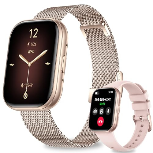 niolina Smartwatch Donna Uomo, 1,75'' Orologio Smart Watch con Effettua/Risposta Chiamate, 120+ Sportive Fitness Tracker con Contapassi/Sonno/Cardiofrequenzimetro per Android iOS, IP68, Oro Rosa
