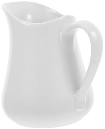 BAZEITFLOW Jarra de Cerámica Blanca para Leche Creamer Pitcher para Café y Té Jarra Pequeña para Servir Leche y Salsa Utensilio Versátil para Cocina