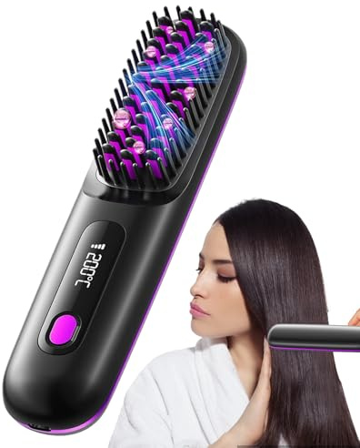 Lpoppcx Plancha Para El Cabello Portátil | Alisador De Viaje | Peine Con 3 Temperaturas Y Pantalla Led | Estilizador Para Viajes Uso En Y Húmedo Hogar Playa Y Salón