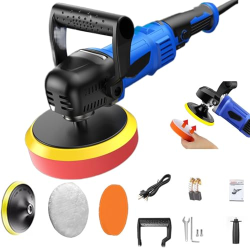 Lucidatrice Per Auto A Doppia Azione Da 1600 W - Lucidatrice Elettrica Rotativa A 6 Velocità Variabili Per Auto, Furgoni, Roulotte, Con Spugne E Tamponi In Lana Inclusi