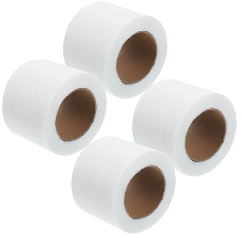 OSALADI 4pcs Self-adhesive Fiberglass Plasterboard Joint Tape High Strength Drywall Crack Repair Mesh for Seam Reinforcement and Wall Patch Invisible Finish Suitable for Sheetrock and Wall