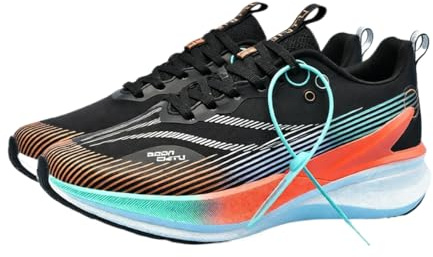 Sports Carbon Plate Running Breathable Sports Shoes, Dazzling Black, 4 UK