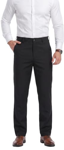 newhsy Mens Formal Trousers Classic Fit Casual Business Office Smart Dress Pants Slim Fit Straight Leg Wrinkle Resistant Work Trousers