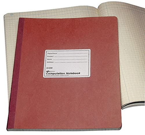National Brand Computation Notebook, 4 X 4 Quad, Brown, Green Paper, 11.75 x 9.25 Inches, 75 Sheets (43648)
