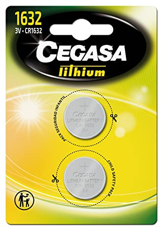 Cegasa CR1632 – Pack 2 Piles Bouton Lithium, Couleur Vert