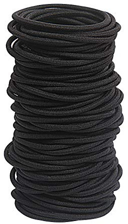 GOSICUKA 120 pcs Black Hair Elastic for Thick and Curly No Metal Hair Ties Value Pack (3mm)