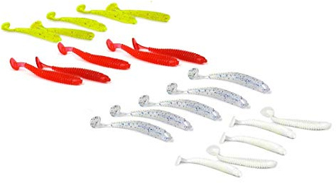 SIMSA-Expert Gummifisch Set 20 Stück 7cm 2g - Twister - Softbait - Kunstköder - Angel SHAD - 4-farbig für Barsch, Hecht, Zander