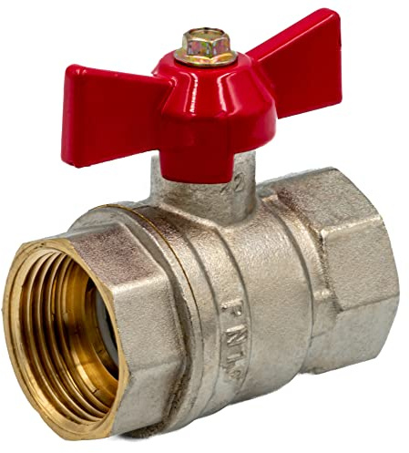KNM Trade Kugelhahn Nickel-Messing Trinkwasser 1 | Aluminiumgriff, hohe Korrosionsbeständigkeit, PTFE-Dichtung, Trinkwasser geeignet, normgerecht