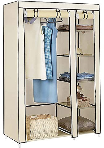 homewell Kleiderschrank Faltbare Stoffschrank Faltschrank Wäscheschrank Einfach aus Stoff (Beige 110 * 45 * 175cm)