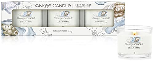 Yankee Candle Duftkerzen Geschenkset | Soft Blanket Gefüllte Votivkerze | Sojamischung Wachsmischung | 3 Stück