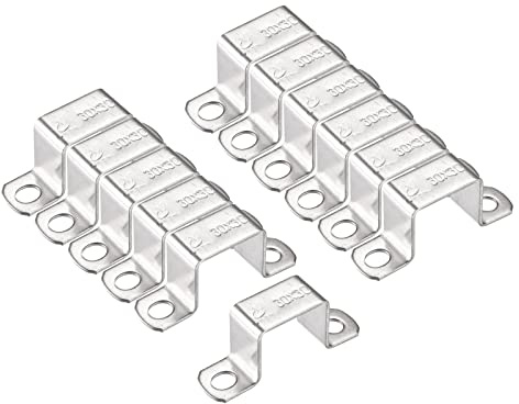 sourcing map 12 Stück U Förmige Verbinder Halterung 28 x 32mm 304 Edelstahl | Für Tür Geschlossene Stangenhalter Strebenkanal