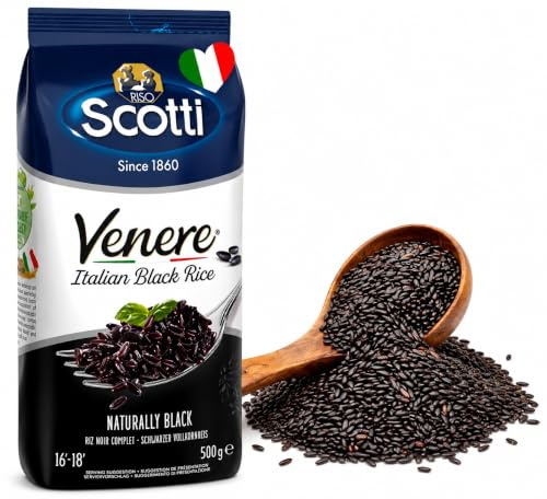 Riz à Grains Noirs, 500 g (1.1 lbs), Produit de l'Italie, Riso Scotti, Venere, Riz de Qualité Premium à Grains Entiers, Sans Blé, Grains Sauvages Entiers Anciens, (500 g (1.1 lbs))